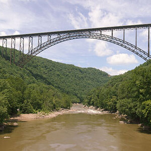 New River gorge bridge. This was the longest single arch span in the world until a few years ago. This was taken from the old bridge down in the gorge