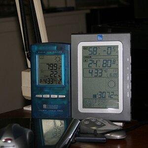 Inside and outside temps on 16 January 2009 (NOTE: It's warm in here because I have a fireplace insert and a LOT of insulation in the attic, so when I