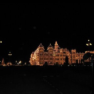 Illuminated Mysore Palace ... far view