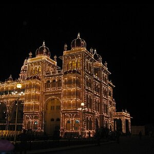 One section of the illuminated Mysore Palace