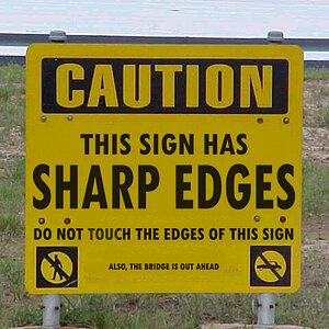 Sign has sharp edges