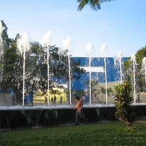 The fountain along the park main walkway