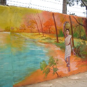 Paintings on wall - A village women