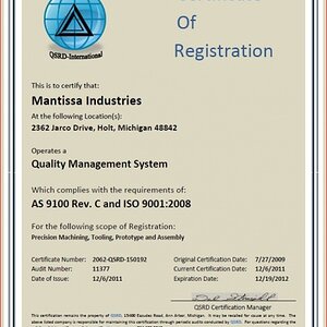 QSRD AS9100 Certificate